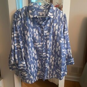 Chicos 2.5 US 14 No Iron Shirt 3/4 sleeve